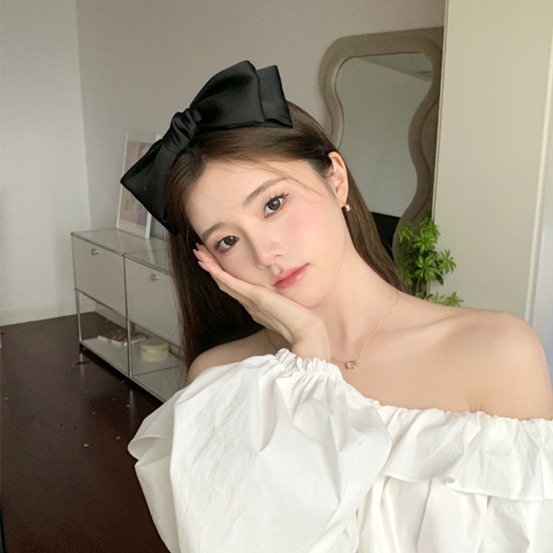 Korean red large bow headband, versatile for going out headband, forest-style super fairy hair clip, hairpin, hair accessory and headwear Specification drawing