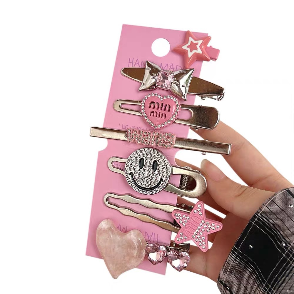 Sweet and cool Dopamine Girl Millennium style side bangs clip duckbill clip headwear hairpin 2023 New style broken hairpin for girls Item Picture