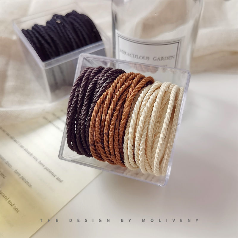 The 2021 new high-elasticity rubber band women's hair tie headband is durable and won't damage hair. It features a simple hair band details Picture