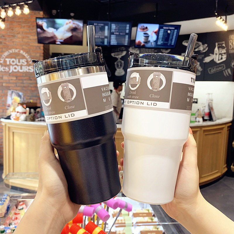 Cross-border 20oz car coffee cup, 30oz stainless steel straw cup, large-capacity ice cup, insulated and chilled beer mug details Picture