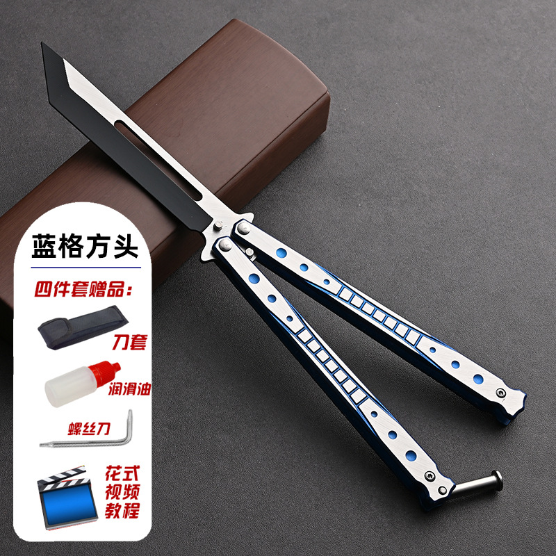Butterfly Knife csgo Folding Knife, unedged practice self-defense, swinging hand toy knife, all-steel flower style beginner training comb undefined