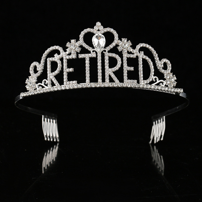 European and American graduation party crown shoulder strap set, RETIRED with diamonds, birthday party crown headwear full figure