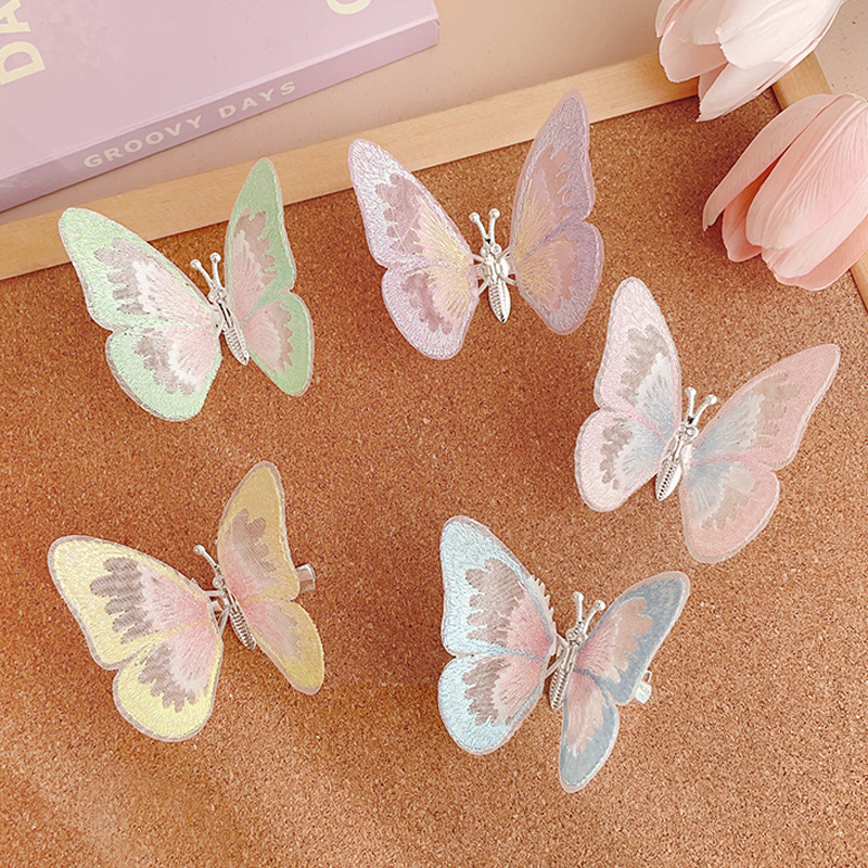 Moving butterfly handmade hair clips, summer children's princess cute little girl headwear, ancient-style hair accessories, Hanfu hair clips details Picture