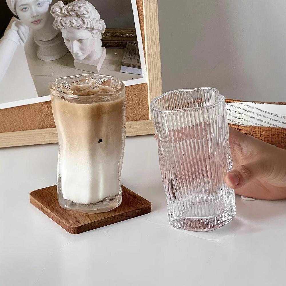 Irregular twisted cup, InS-style home iced American coffee cup, latte cup, glass water cup, juice drink cup Application Scenario