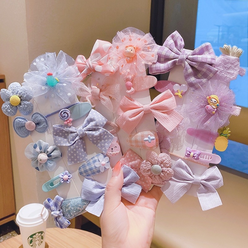 Bow hair clips, fabric flower hair clips, princess baby girls' bangs clips, children's hair accessories, hair clips that won't damage hair or break details Picture