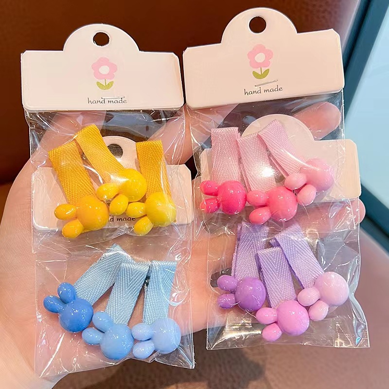 New children's gradient five-pointed star hair clip, cute cartoon rabbit heart hair clip, girls' full fabric side clip full figure