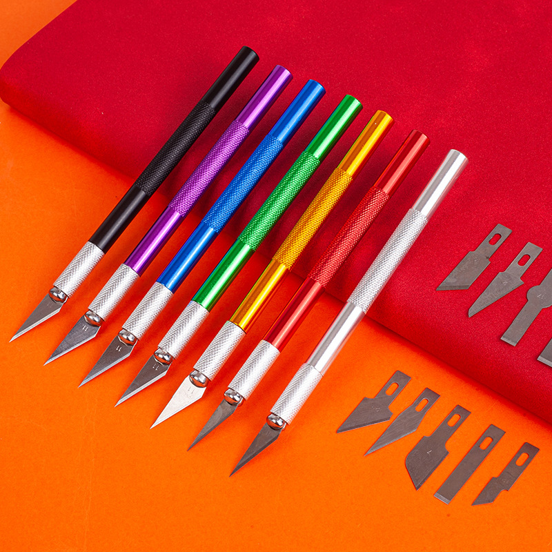 Engraving knife set, metal rod engraving knife, high appearance level, journal pen knife, model making, mobile phone film application, art knife details Picture