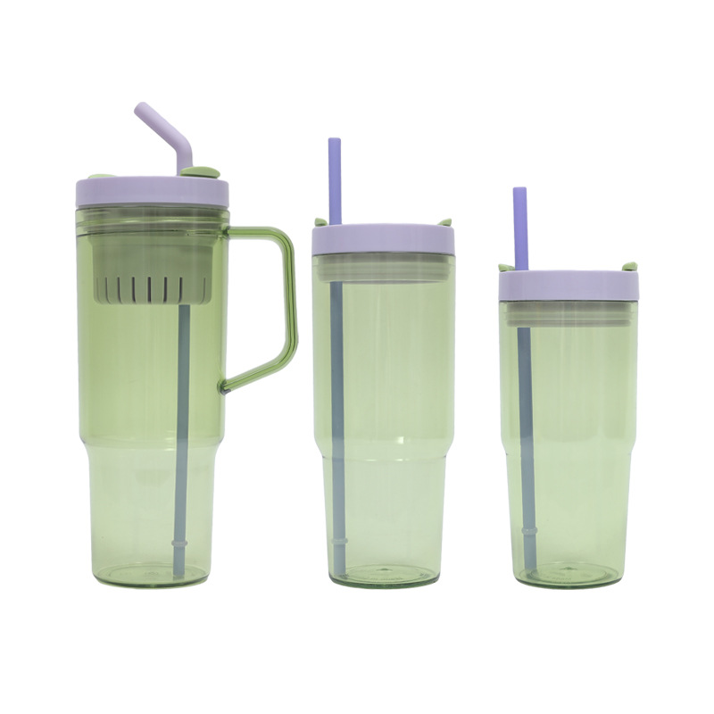 2025 Cross-border New 40oz handle car cup Beer mug three-piece set Portable with straw plastic handle cup details Picture