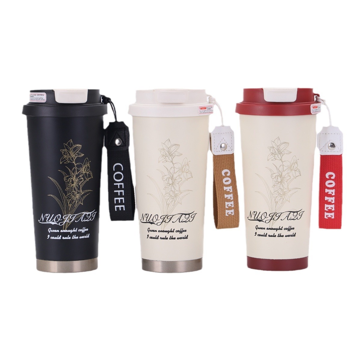 New 316 stainless steel insulated cup, high appearance level, Linghua portable double-drinking coffee cup, large-capacity straw cup Item Picture