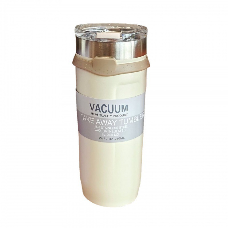 Simple stainless steel water cup for foreign trade, large-capacity coffee cup, portable silicone handle, car ice cup Item Picture