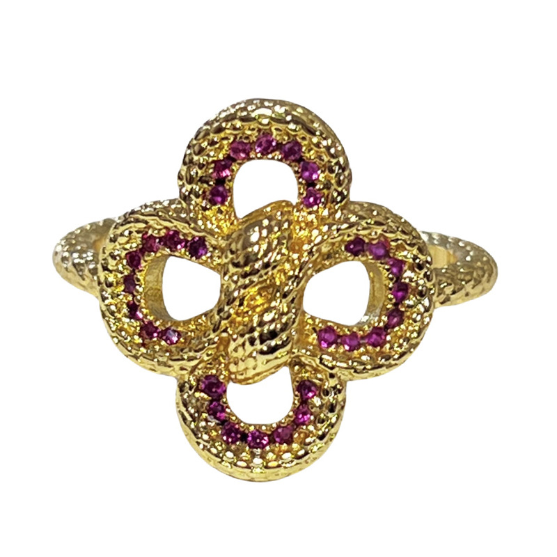 Exquisite retro pleated texture snake-shaped opening ring for women's Instagram cold style 2025 new fashion niche ring Item Picture