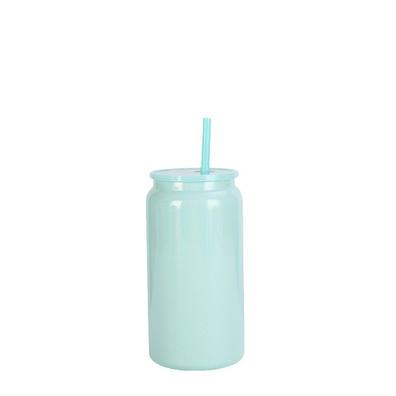 Cross-border 304 insulated cup 16OZ high appearance level Mason can straw water cup, simple heat and cold preservation, colorful aluminum can Item Picture