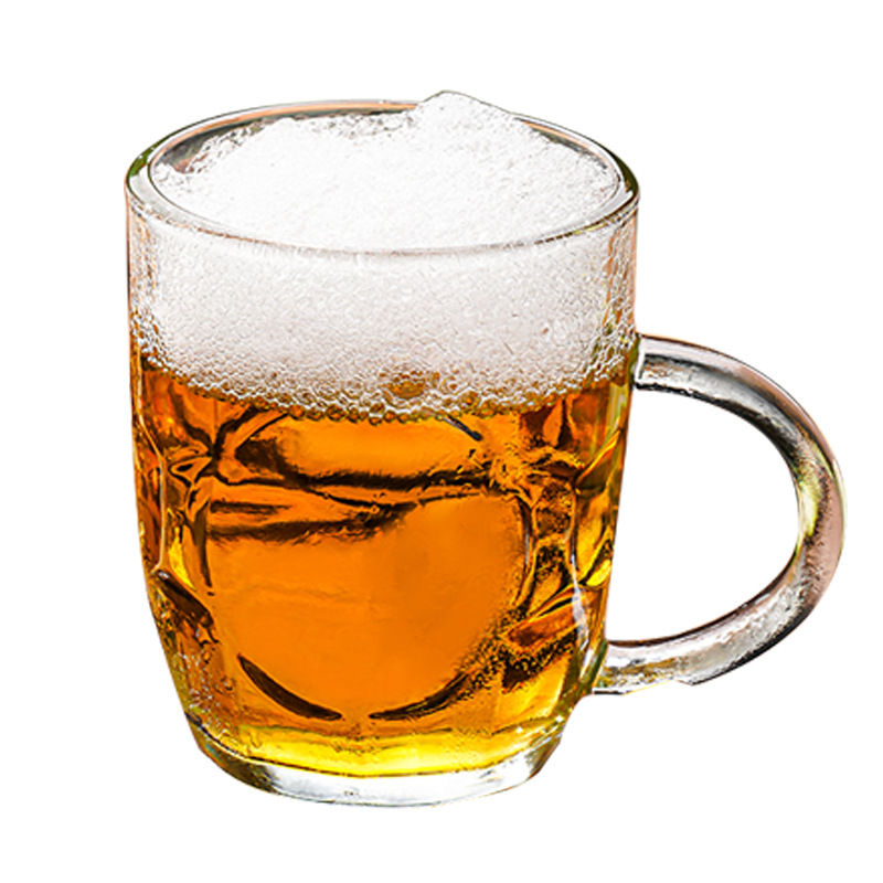 Draft beer cups, water cups, household cups, heat-resistant glass cups, tea cups, large-capacity guest cups, pineapple cups with handles, beer mugs details Picture