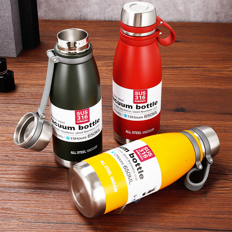 316 stainless steel large-bellied insulated cup, outdoor portable cola bottle, insulated sports water bottle, large-capacity sports water cup full figure