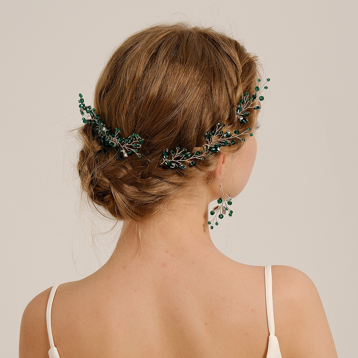 European and American bride accessories, hairpins, combs, earrings, three-piece set, wedding ball, party headwear, handcrafted crystal hair accessories for women full figure