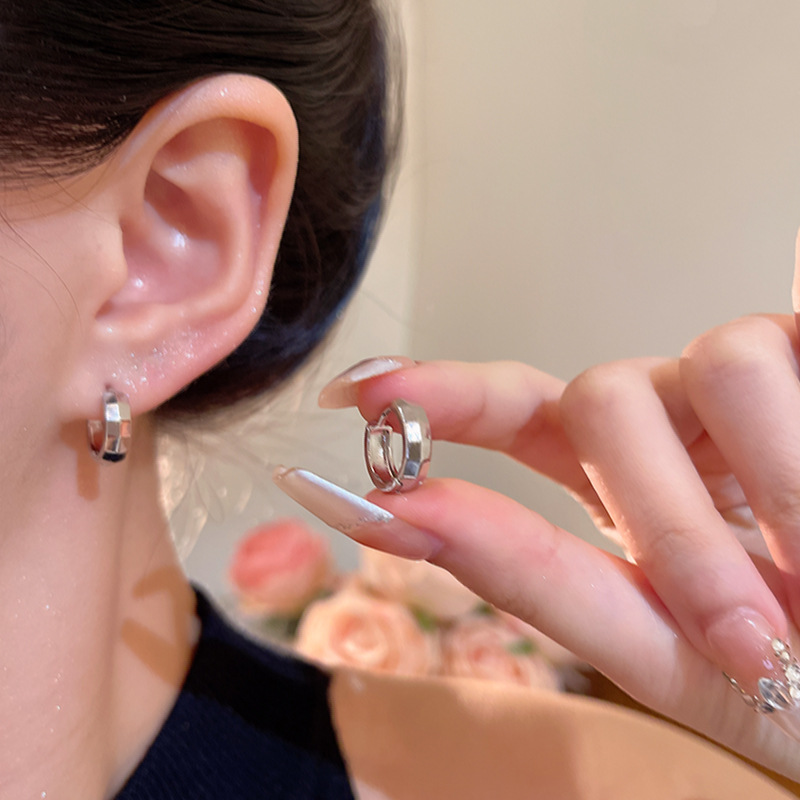 ins cold style plain ring earrings, unique and versatile for women, elegant and hot girl ear buckles, retro and niche personalized earrings wholesale details Picture
