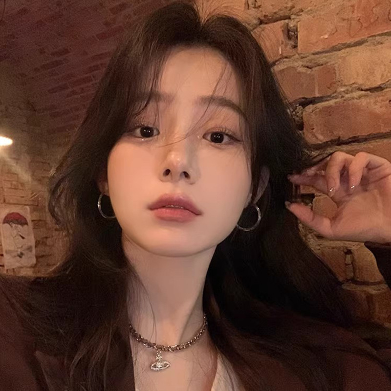 Japanese and Korean style versatile and dazzling large circle earrings, women's niche European and American cross-border high-end earrings, plain ring stud earrings details Picture