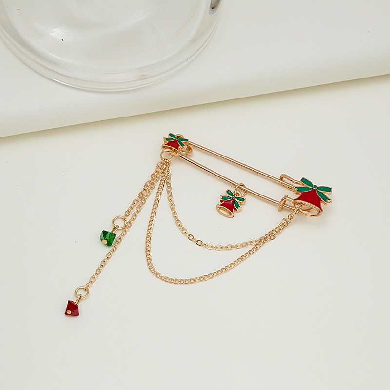 New Christmas series brooches, fashion clothing accessories, chain bells, brooches, brooches in stock for wholesale details Picture