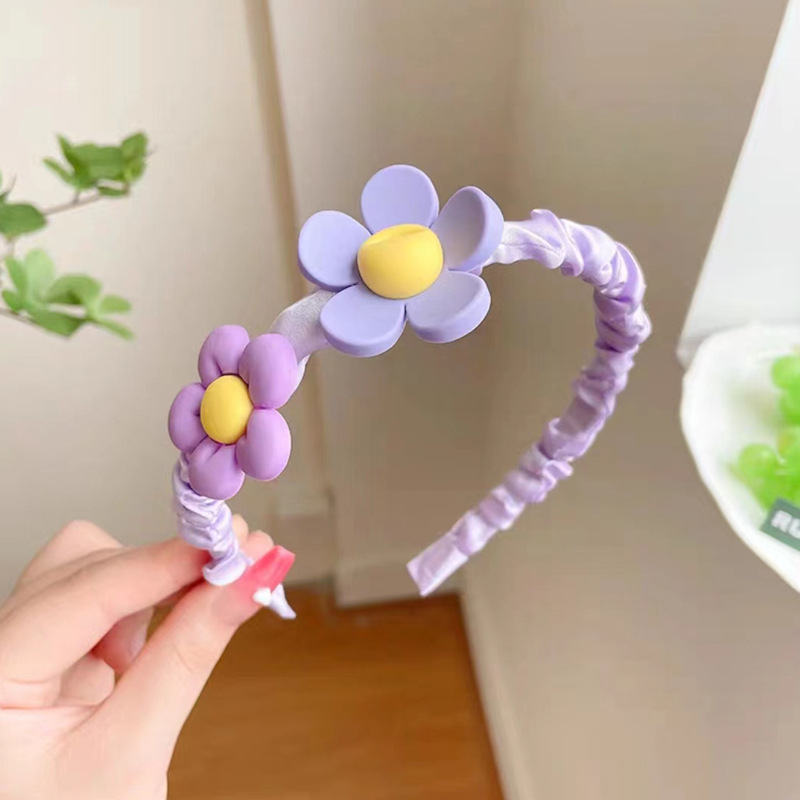 Children's cartoon flower cute candy-colored hair band little girl won't hurt her head fresh and sweet princess Korean version hair accessory for girls Specification drawing