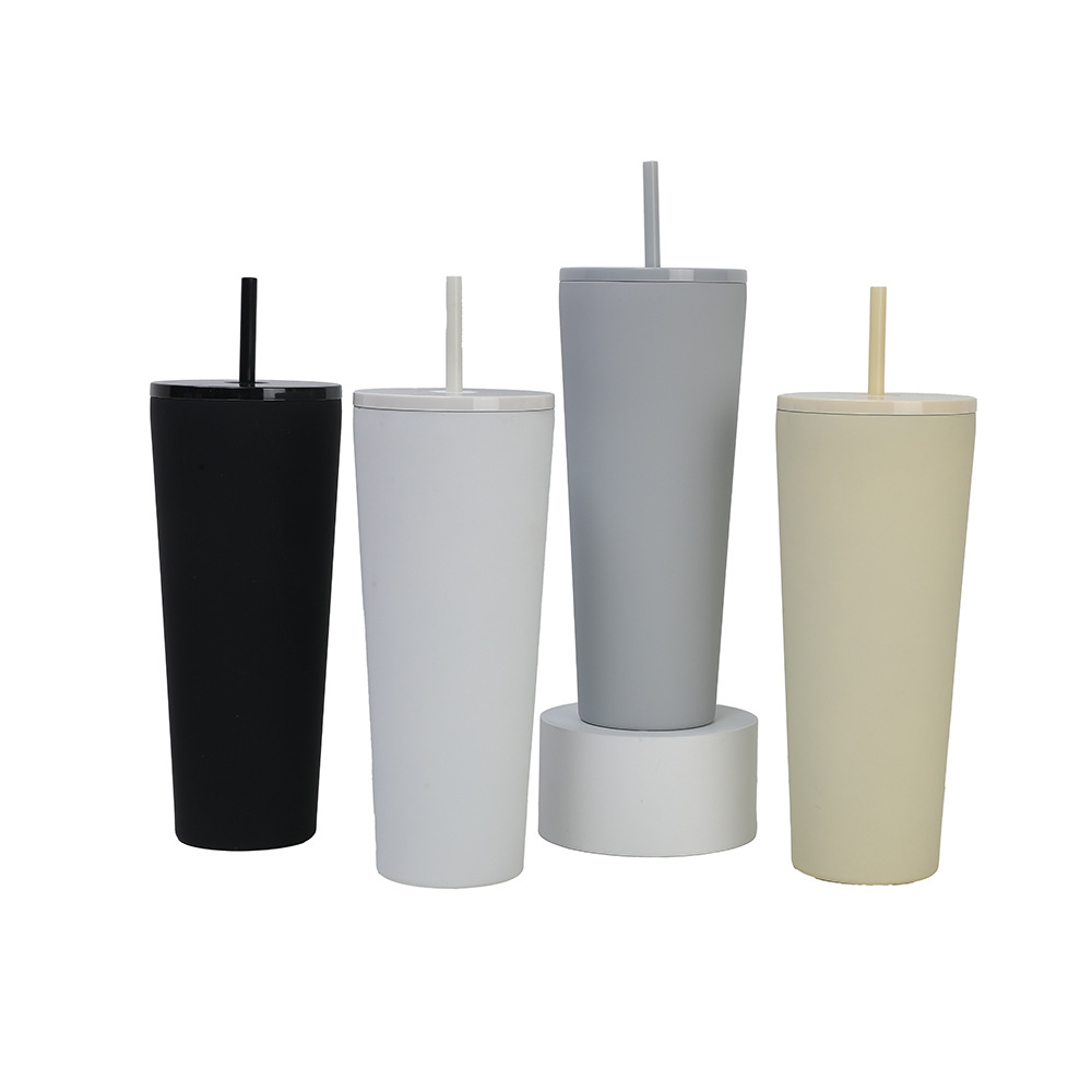 Cross-border factory direct supply of stainless steel insulated cups, large-capacity frosted outdoor high appearance level portable cups, double-layer straw cups Item Picture