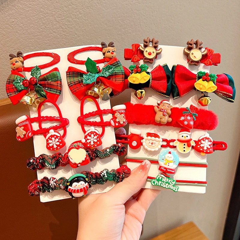 Christmas headwear, children's cute hairpins, little girl Santa Claus headband, rubber band, cartoon girl hairpin, hair accessory Specification drawing