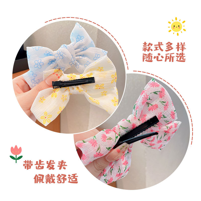 Children's bow hair clip, sweet and cute. Girl's back head hair accessory, side clip. Girl's floral headwear hair clip Specification drawing