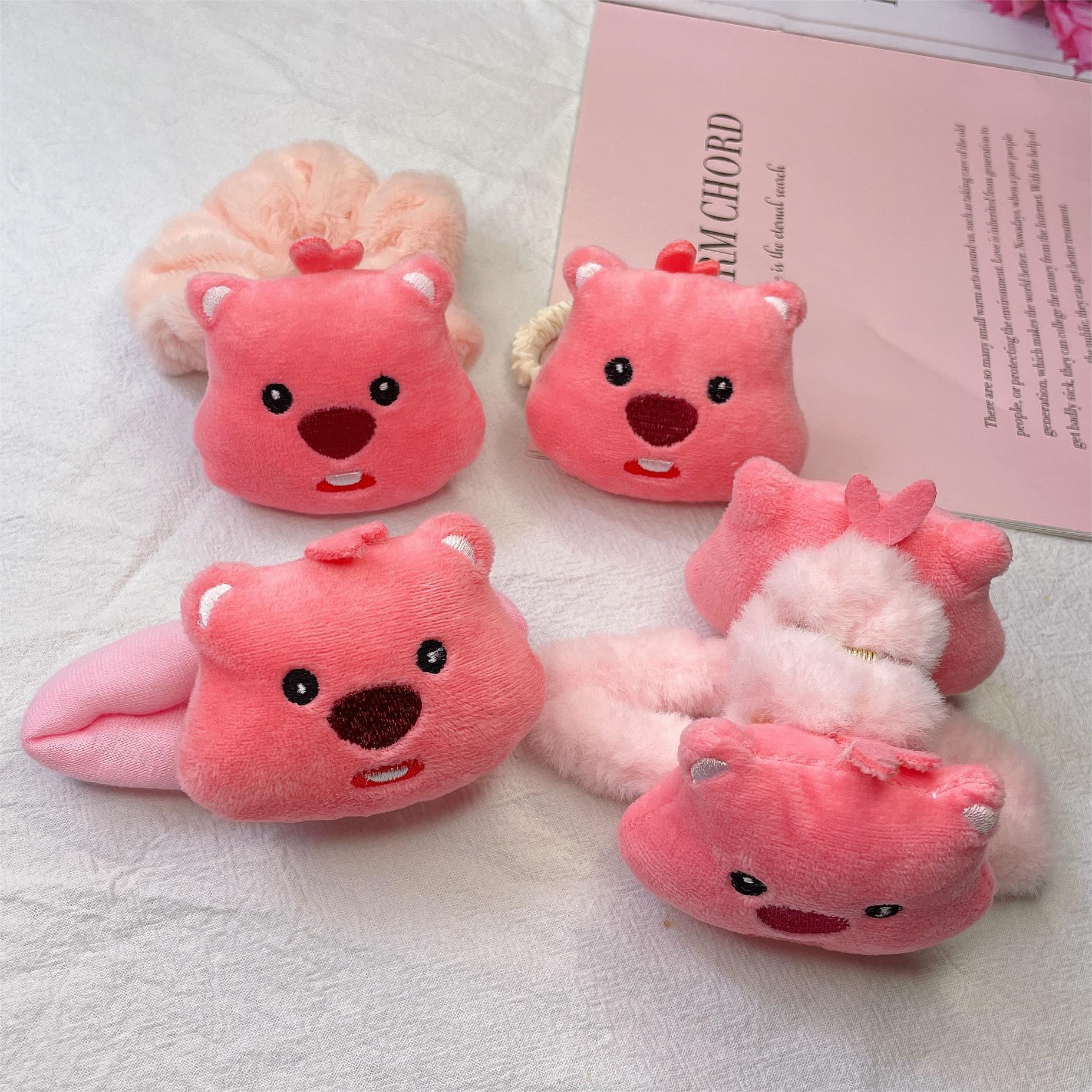 New loopy cute hair band for autumn and winter, plush grab clip, little beaver hair clip, hair tie, break and crush hair clip full figure