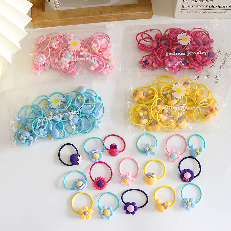 Korean children's flower hair band, hair-safe headwear rope for toddlers, baby hair band, high-elasticity hair tie, girls' hair accessory details Picture