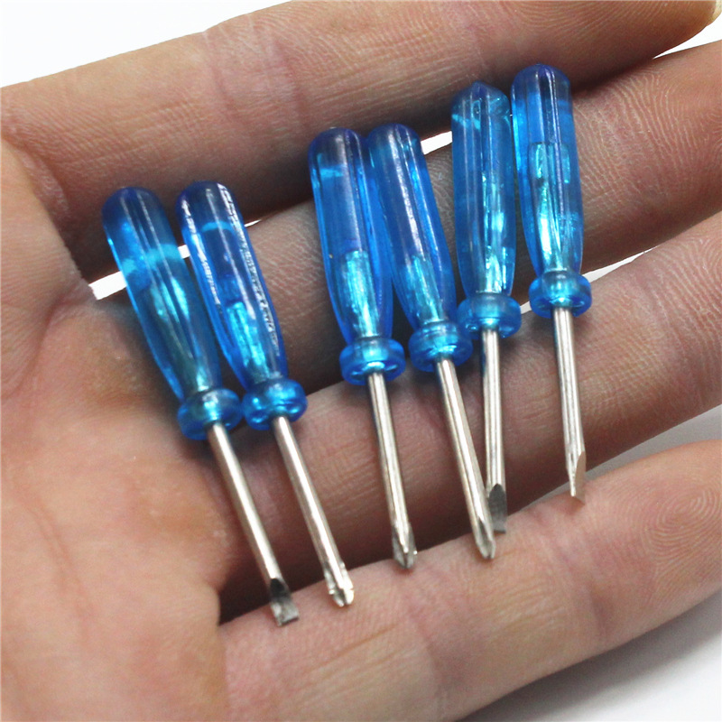 45mm long cross-shaped flat-head screwdriver mini toy delivery, micro blue transparent crystal manufacturer supply Specification drawing