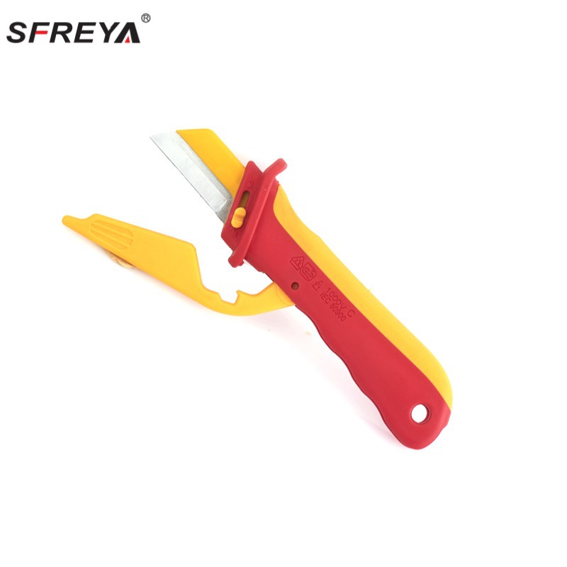 Insulated tool injection molding double-color insulated straight-edge cable knife, VDE insulated cable knife with a withstand voltage of 1000V, insulated knife Item Picture