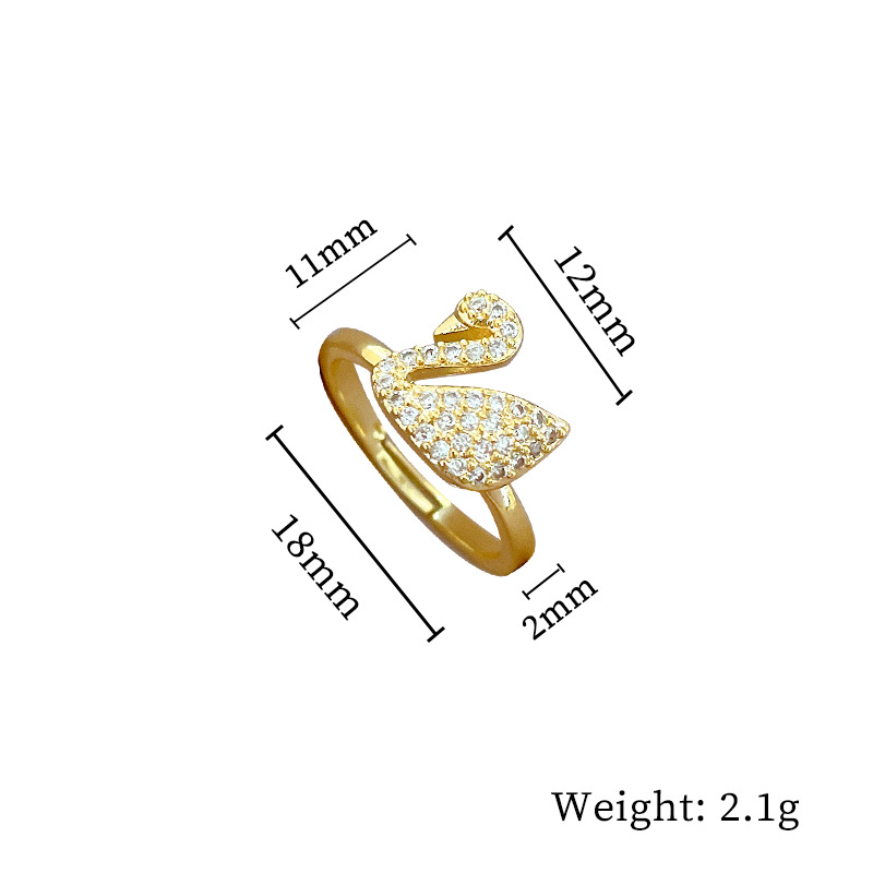 【 Real Gold 】 Full diamond swan wedding ring with adjustable opening, simple jewelry, Japanese-style ring couple rings Item Picture