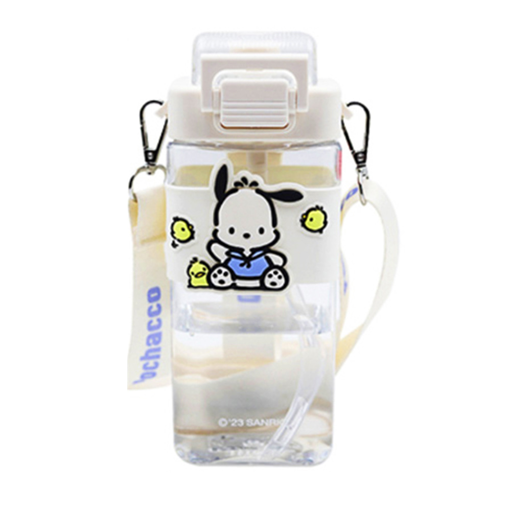Cute Kuromi water cup, square creative student portable straw cup, children's anti-drop, high appearance level Sanrio cup Item Picture