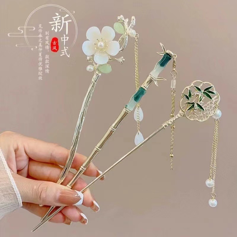 2024 New style hairpins: Ancient and high-end hairpins, new Chinese-style hairpins, simple and modern wooden hairpins, updo hairpins, jade hairpins for women Specification drawing