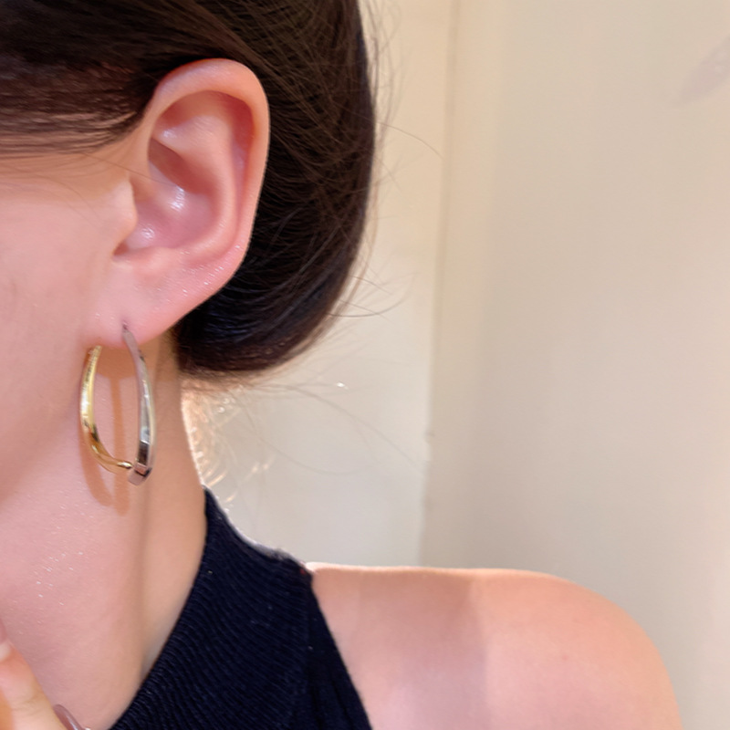 Retro Hong Kong-style long cross earrings, female metal color contrast, high-end and unique style, stud earrings, personalized tassel ear hangers Application Scenario