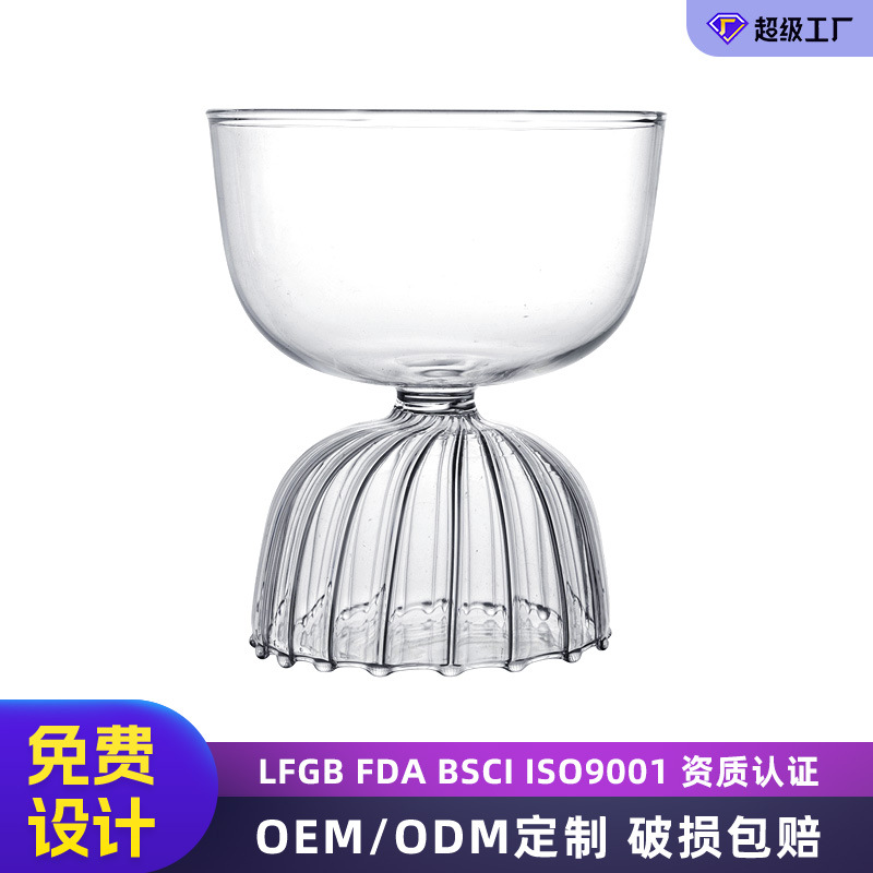 High borosilicate glass cups, creative red wine glasses, home dessert ice cream bowls, handcrafted heat-resistant water cups, tall champagne glasses full figure