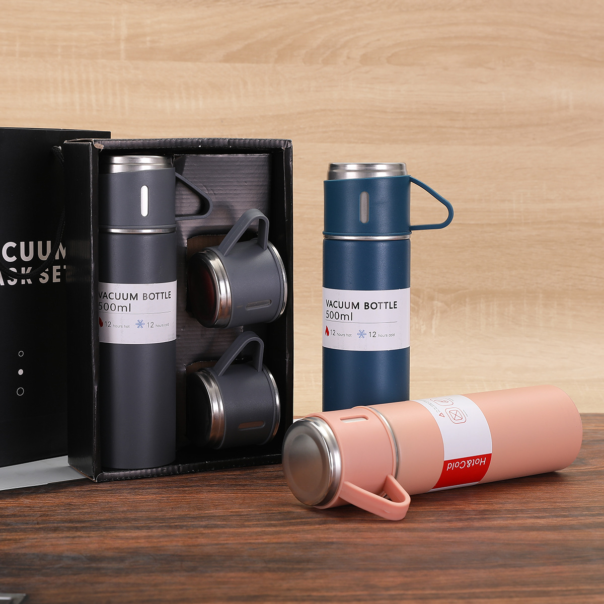 304 stainless steel insulated cup, double-layer vacuum office stewed tea cup, one three-lid business gift cup Specification drawing