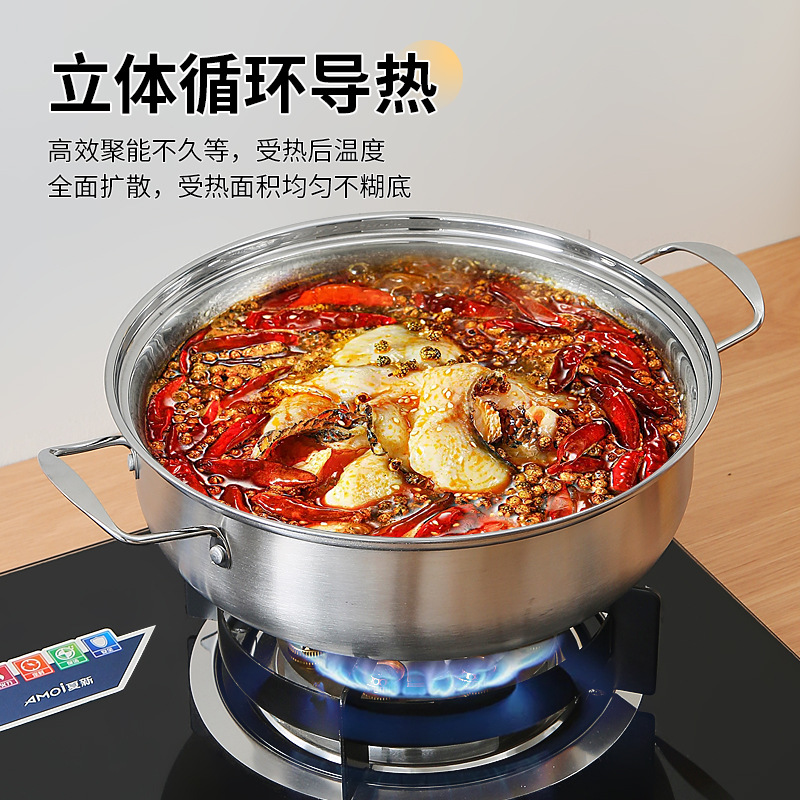 304 stainless steel fish scale soup pot, household double-ear hot pot, thickened induction cooker pot, gift-giving, multi-purpose stewing pot details Picture