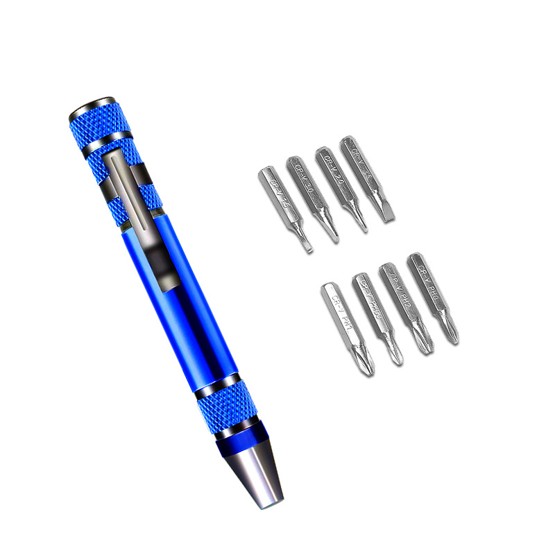 Multi-functional eight-in-one screwdriver, aluminum alloy combination, disassembly pen, maintenance screwdriver, cross flat-head screwdriver undefined