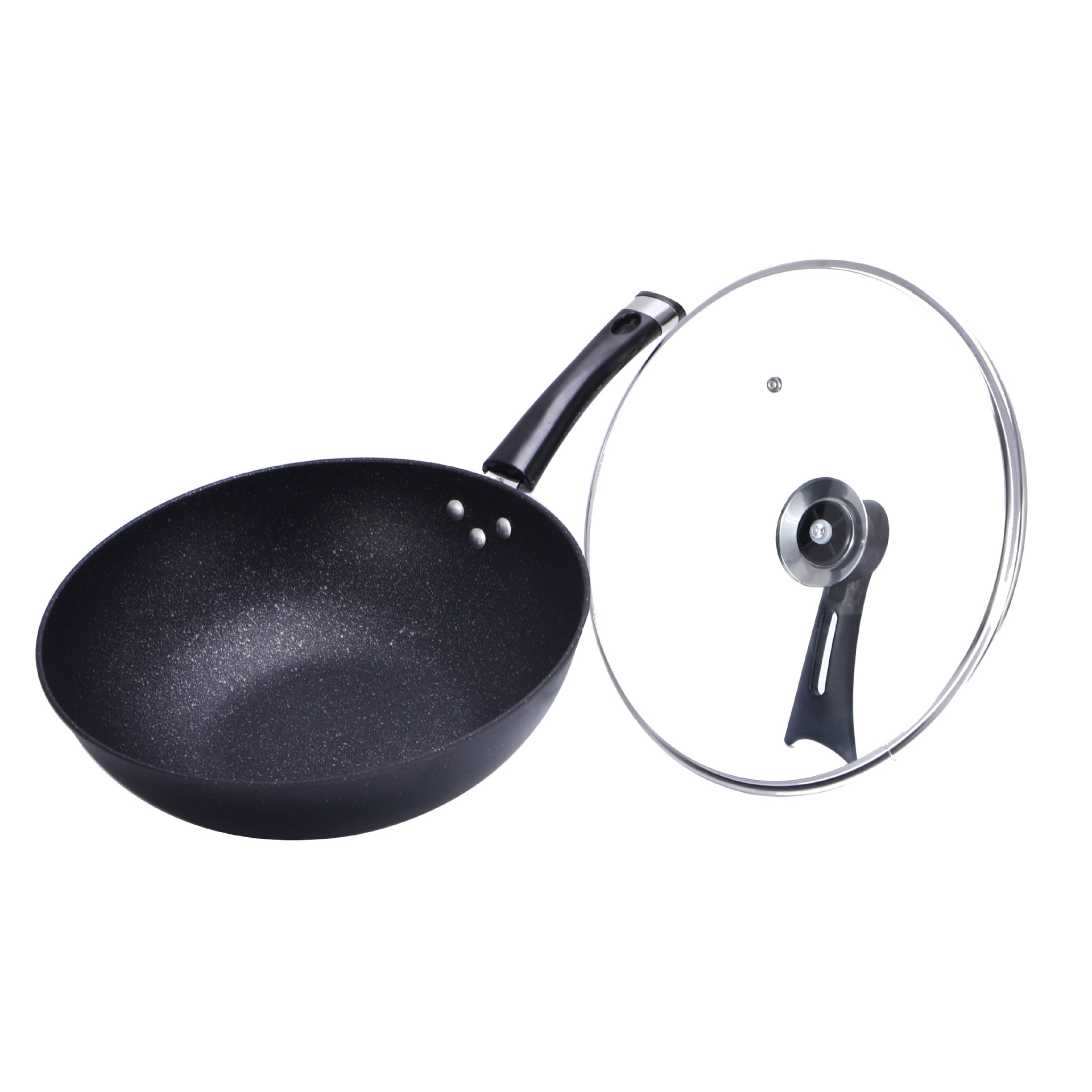 Double-eared smoking pot, induction cooker, gas universal multi-functional frying pan, wooden feather, tourmaline, Korean-style non-stick frying pan Item Picture