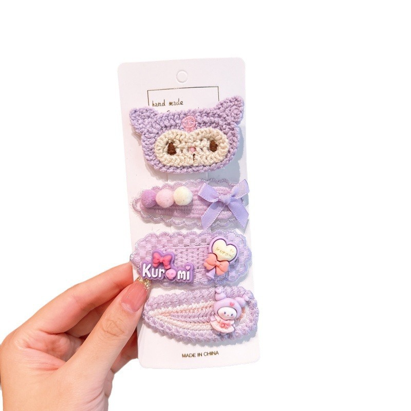 New children's hair clips, cartoon and cute knitted hair accessories, girls' bangs, broken hair clips set, little girls' headwear Item Picture