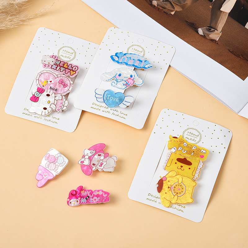 Sanrio's new children's hair clips, cute bangs clips, three-piece set, cartoon duckbill clips, girls' hair accessories Specification drawing