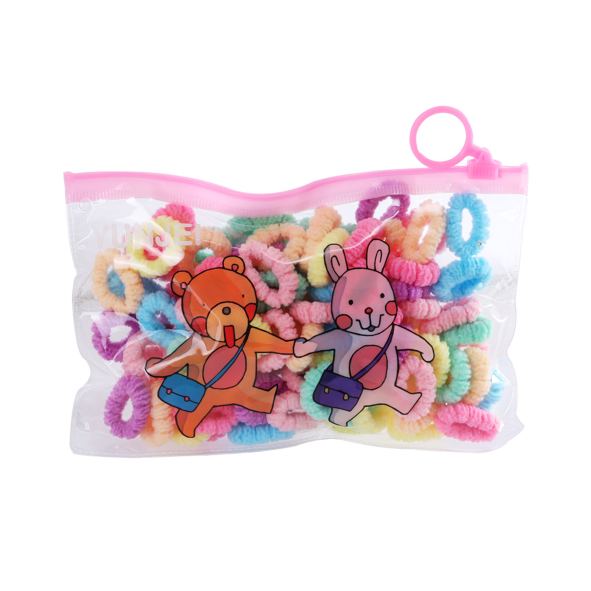 Children's towel ring manufacturer, colorful thumb hair bands that do not damage hair, baby hair tie bags, small rubber band hair ties wholesale Item Picture