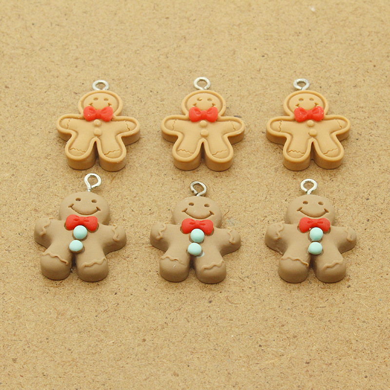Christmas gingerbread man cartoon keychain accessories, diy bracelet materials, mobile phone chains, resin jewelry accessories wholesale Specification drawing