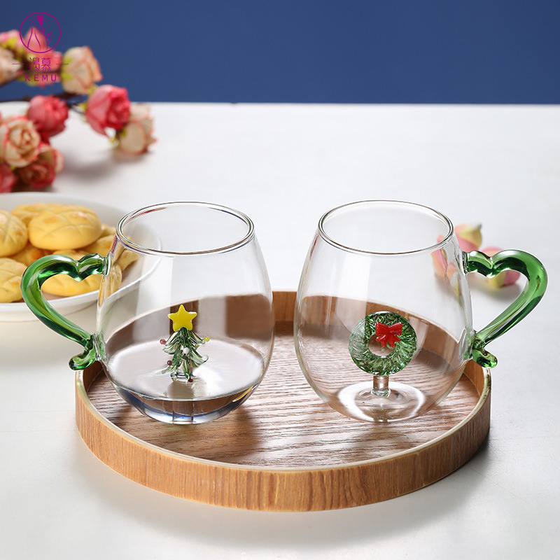 Creative Christmas glass cups, snowman Christmas tree glass cups, animal glass cups, gift sets, can be printed with logos Application Scenario