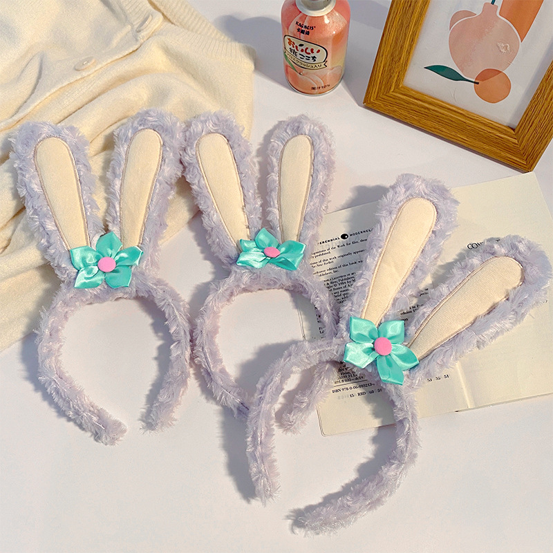 Stardew face wash hair band for autumn and winter girls, cute plush and loose hair arrangement headband, hairpin headwear full figure