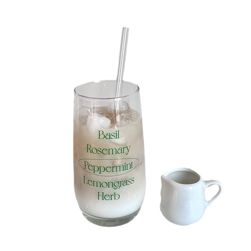 Bolimei self-made Ins-style glass cups, simple letter juice cups, girls' milk cups, coffee cups, breakfast cups Item Picture