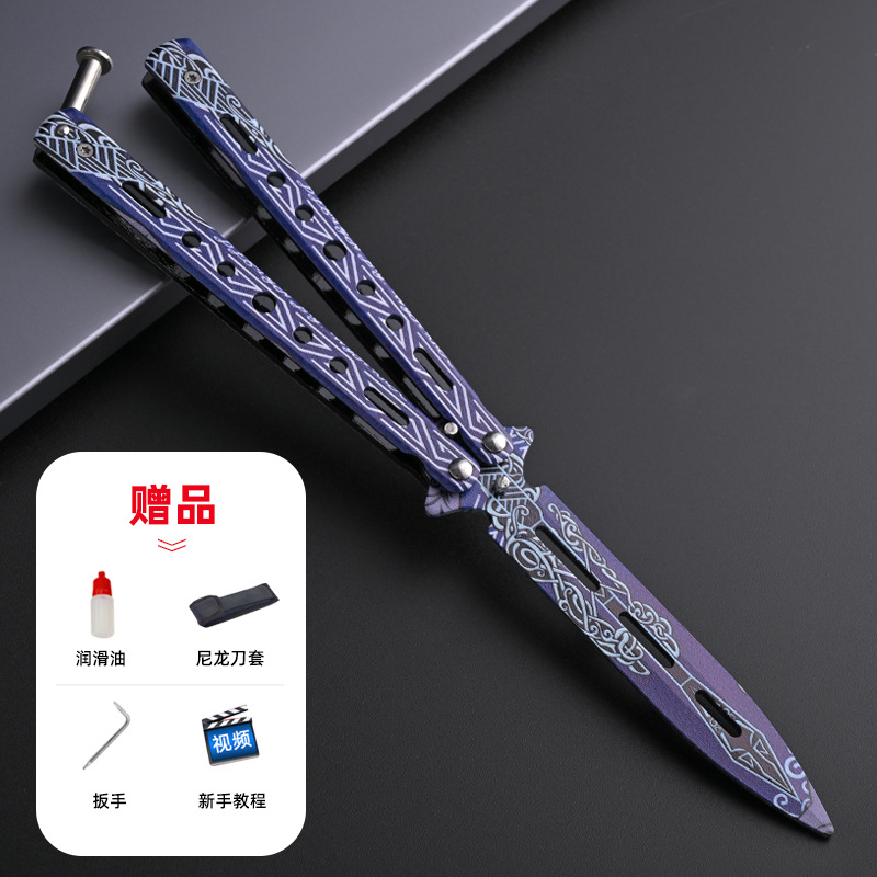 Butterfly Blade Classic csgo folding Sword, unedged practice self-defense, swinging hand toy, all-steel flower style training Butterfly Blade undefined