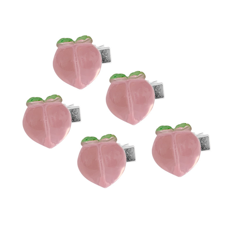 Summer sweet handcrafted hair clips and hairpins from Japan and South Korea, pink strawberry fruit brknit headwear, camellia edge hair clips Item Picture