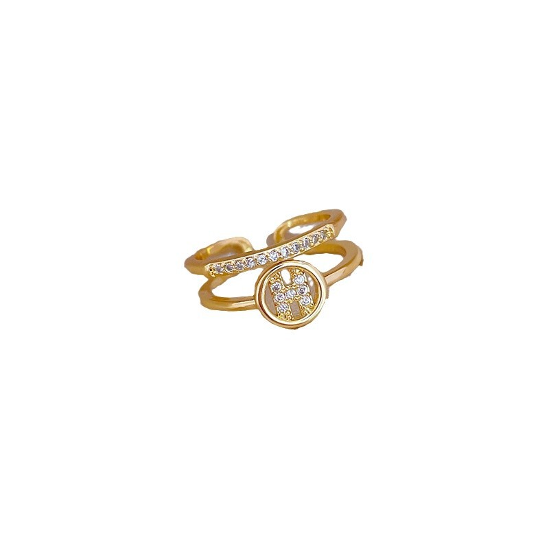 【 Real Gold 】 Light luxury and fashionable zircon ring with adjustable opening, simple jewelry, Japanese-style ring couple rings Item Picture