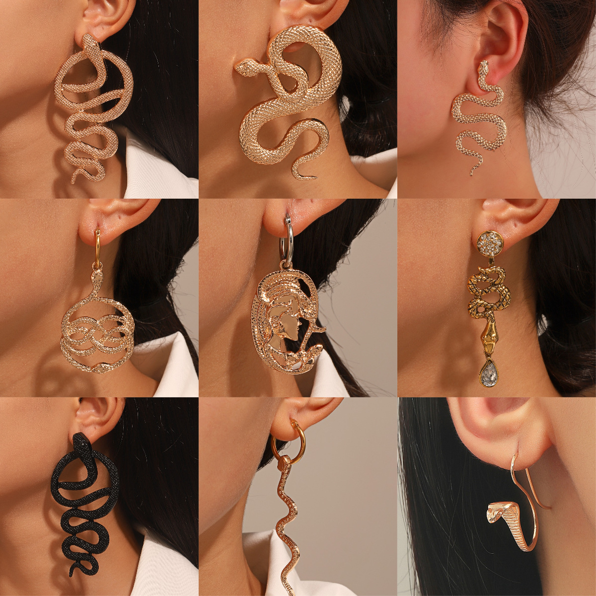 European and American snake-shaped earrings, punk women's wrapped cobra earrings, stud earrings, cross-border ins, personalized and exaggerated earrings wholesale full figure